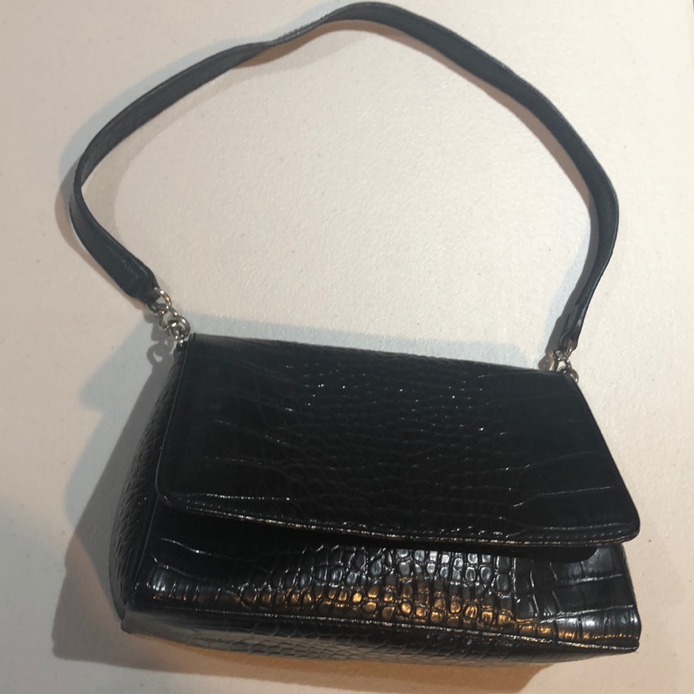 Liz Claiborne Black Croc-Embossed Mini Bag